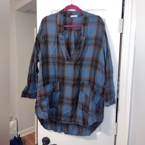 Free People Blue Plaid Tunic Dress